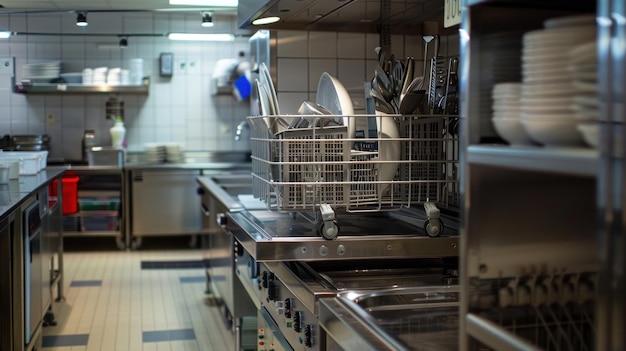 Professional kitchen equipment in operation